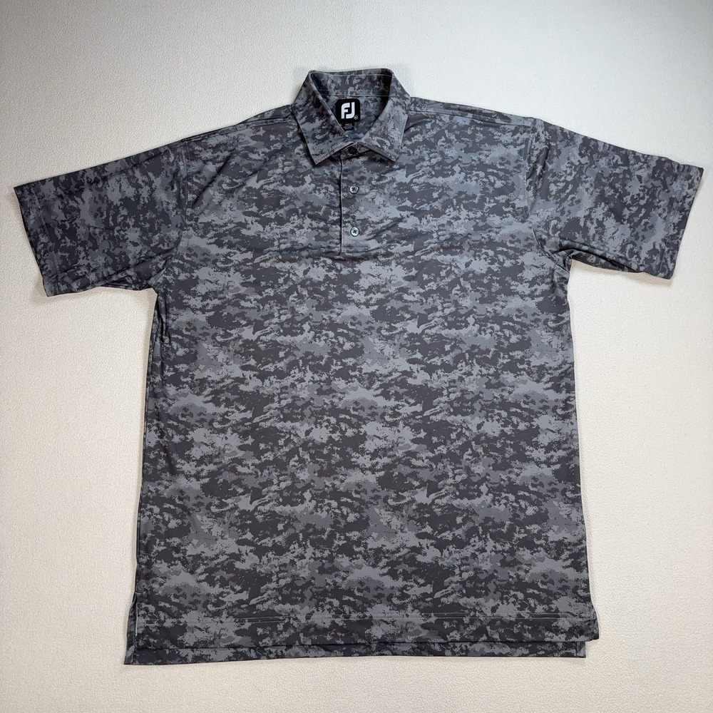 Footjoy Golf Polo Men's XL Gray Camo Stretch Performance Logo Shirt *READ*